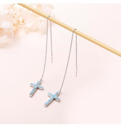 S925 Sterling Silver Threader Drop Earrings Cross 2 $12.74 Earrings