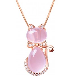 Cute Cat Shape Pink CrystaL Studs Earrings and Pendant Necklace for Teen Girls Y404 Necklace $7.95 Necklaces