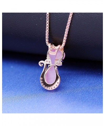 Cute Cat Shape Pink CrystaL Studs Earrings and Pendant Necklace for Teen Girls Y404 Necklace $7.95 Necklaces