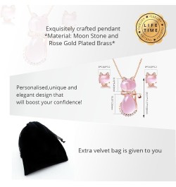 Cute Cat Shape Pink CrystaL Studs Earrings and Pendant Necklace for Teen Girls Y404 Necklace $7.95 Necklaces