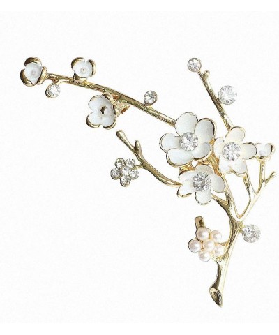 Plum Blossom Brooches Women White Enamel Flower Golden Ally Bouquet Brooch Pins Coat Jewelry As picture $7.48 Brooches & Pins