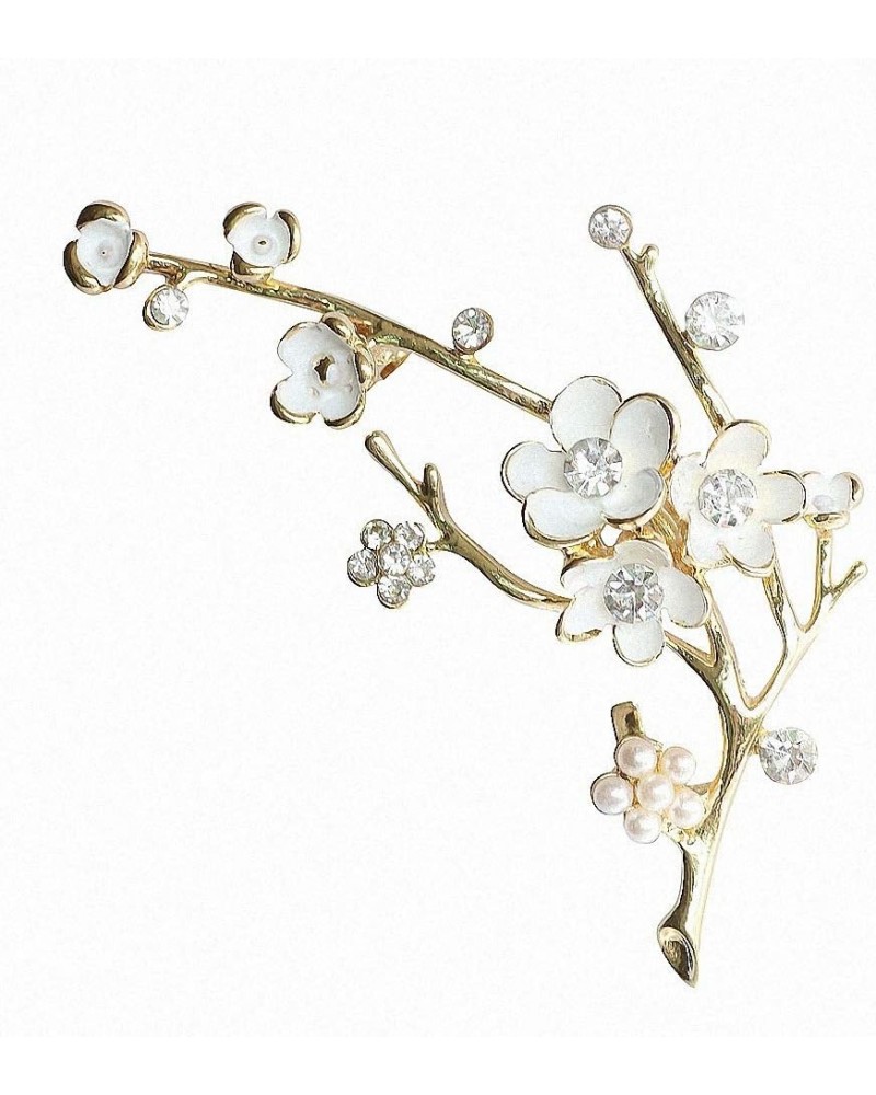 Plum Blossom Brooches Women White Enamel Flower Golden Ally Bouquet Brooch Pins Coat Jewelry As picture $7.48 Brooches & Pins