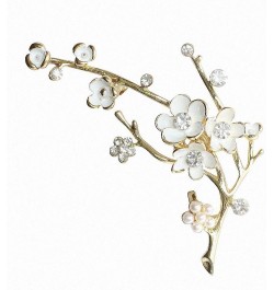 Plum Blossom Brooches Women White Enamel Flower Golden Ally Bouquet Brooch Pins Coat Jewelry As picture $7.48 Brooches & Pins