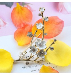 Plum Blossom Brooches Women White Enamel Flower Golden Ally Bouquet Brooch Pins Coat Jewelry As picture $7.48 Brooches & Pins