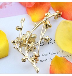 Plum Blossom Brooches Women White Enamel Flower Golden Ally Bouquet Brooch Pins Coat Jewelry As picture $7.48 Brooches & Pins