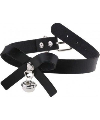 Punk Hauling Chain PU Leather Choker Gothic Collar for Men Women Nightclub Goth Leash Belts Adjustable Size Bell and Bowknot ...