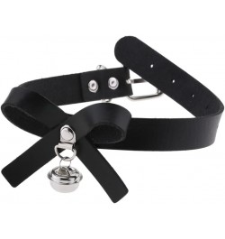 Punk Hauling Chain PU Leather Choker Gothic Collar for Men Women Nightclub Goth Leash Belts Adjustable Size Bell and Bowknot ...