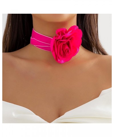 Artificial Flower Choker Necklace Long Wrap Velvet Necklace Vintage Large Flower Collar Tie Necklace Prom Party Statement Acc...