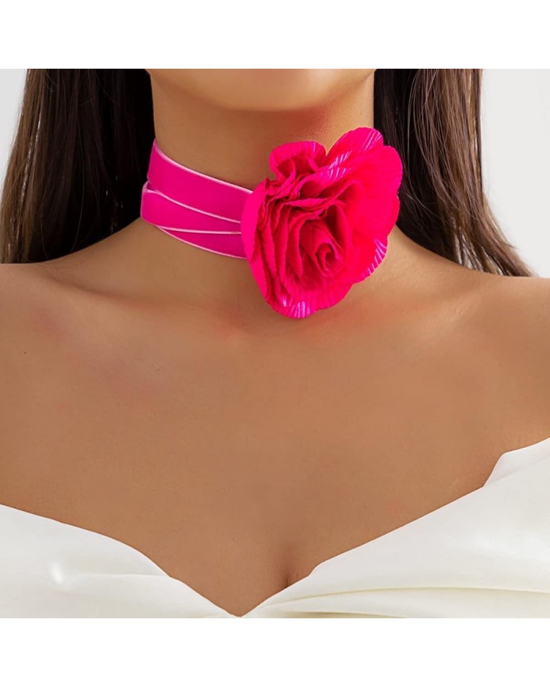 Artificial Flower Choker Necklace Long Wrap Velvet Necklace Vintage Large Flower Collar Tie Necklace Prom Party Statement Acc...