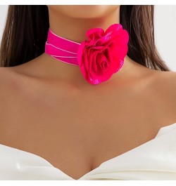 Artificial Flower Choker Necklace Long Wrap Velvet Necklace Vintage Large Flower Collar Tie Necklace Prom Party Statement Acc...