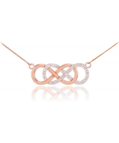 Double-Mounted 14k Rose Gold Diamond Double Infinity Necklace 16.0 Inches $142.79 Necklaces