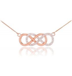 Double-Mounted 14k Rose Gold Diamond Double Infinity Necklace 16.0 Inches $142.79 Necklaces