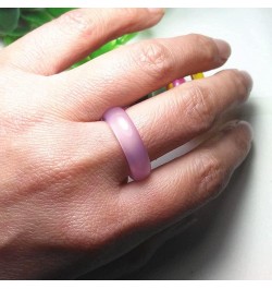 Natural Agate Jade Rings Eternity Stackable Chinese Jade Band Ring for Women for Teen Birthstone Pink $14.99 Rings