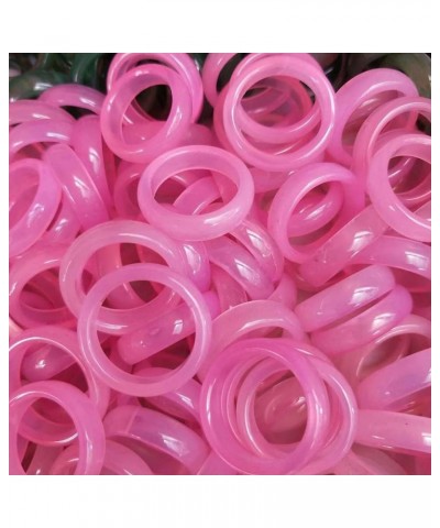 Natural Agate Jade Rings Eternity Stackable Chinese Jade Band Ring for Women for Teen Birthstone Pink $14.99 Rings