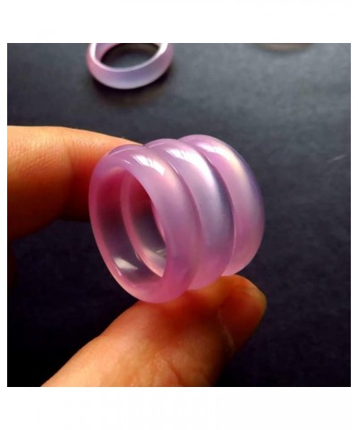 Natural Agate Jade Rings Eternity Stackable Chinese Jade Band Ring for Women for Teen Birthstone Pink $14.99 Rings