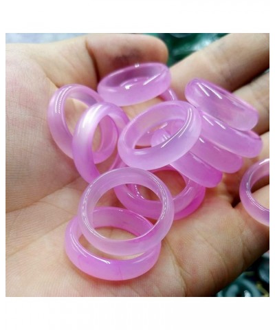 Natural Agate Jade Rings Eternity Stackable Chinese Jade Band Ring for Women for Teen Birthstone Pink $14.99 Rings