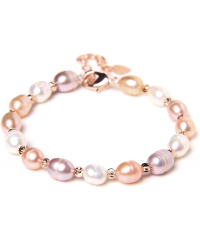 Elegant Pearl Bracelets for Women Real Natural Freshwater Baroque Pearl White Pink Oval Beads Bangles Wedding Friendship Jewe...