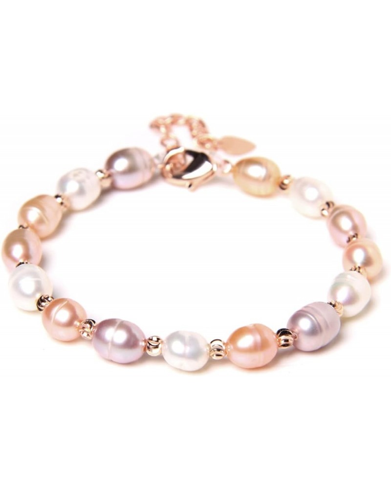 Elegant Pearl Bracelets for Women Real Natural Freshwater Baroque Pearl White Pink Oval Beads Bangles Wedding Friendship Jewe...