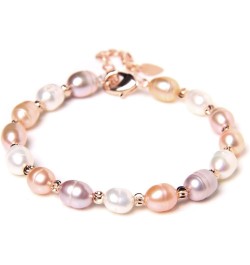 Elegant Pearl Bracelets for Women Real Natural Freshwater Baroque Pearl White Pink Oval Beads Bangles Wedding Friendship Jewe...