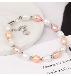 Elegant Pearl Bracelets for Women Real Natural Freshwater Baroque Pearl White Pink Oval Beads Bangles Wedding Friendship Jewe...