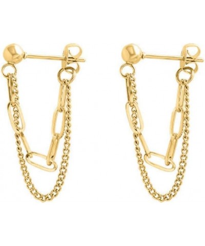 Gold Plated Drop Chain Link Dangle Earrings for Women Girls, Dainty Chain Link Hypoallergenic Earrings-Gold $5.55 Earrings