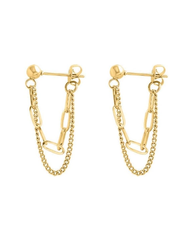 Gold Plated Drop Chain Link Dangle Earrings for Women Girls, Dainty Chain Link Hypoallergenic Earrings-Gold $5.55 Earrings