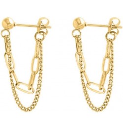 Gold Plated Drop Chain Link Dangle Earrings for Women Girls, Dainty Chain Link Hypoallergenic Earrings-Gold $5.55 Earrings