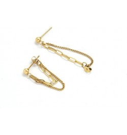 Gold Plated Drop Chain Link Dangle Earrings for Women Girls, Dainty Chain Link Hypoallergenic Earrings-Gold $5.55 Earrings