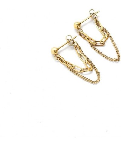 Gold Plated Drop Chain Link Dangle Earrings for Women Girls, Dainty Chain Link Hypoallergenic Earrings-Gold $5.55 Earrings