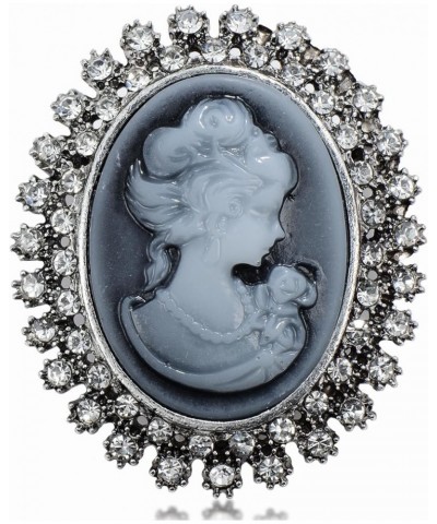 Vintage Lady Portrait Maiden Brooch Pin Rhinestone Crystal Brooch Cameo Brooch-3 $11.39 Brooches & Pins