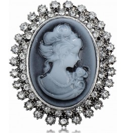 Vintage Lady Portrait Maiden Brooch Pin Rhinestone Crystal Brooch Cameo Brooch-3 $11.39 Brooches & Pins