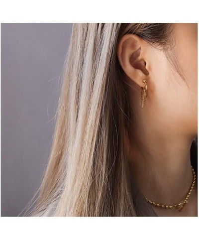 Gold Plated Drop Chain Link Dangle Earrings for Women Girls, Dainty Chain Link Hypoallergenic Earrings-Gold $5.55 Earrings