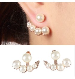 Pearl Ear Jacket Earrings Front Back Ear Cuffs Stud Earrings Pearl and Rhinestone Stud Earrings Simple Ear Jacket Stud Earrin...