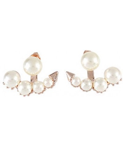 Pearl Ear Jacket Earrings Front Back Ear Cuffs Stud Earrings Pearl and Rhinestone Stud Earrings Simple Ear Jacket Stud Earrin...