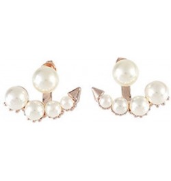 Pearl Ear Jacket Earrings Front Back Ear Cuffs Stud Earrings Pearl and Rhinestone Stud Earrings Simple Ear Jacket Stud Earrin...