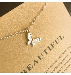 Friendship Compass Necklace Good Luck Butterfly Pendant Chain Necklace with Message Card Gift Card for Women A-Silver Butterf...