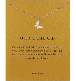 Friendship Compass Necklace Good Luck Butterfly Pendant Chain Necklace with Message Card Gift Card for Women A-Silver Butterf...