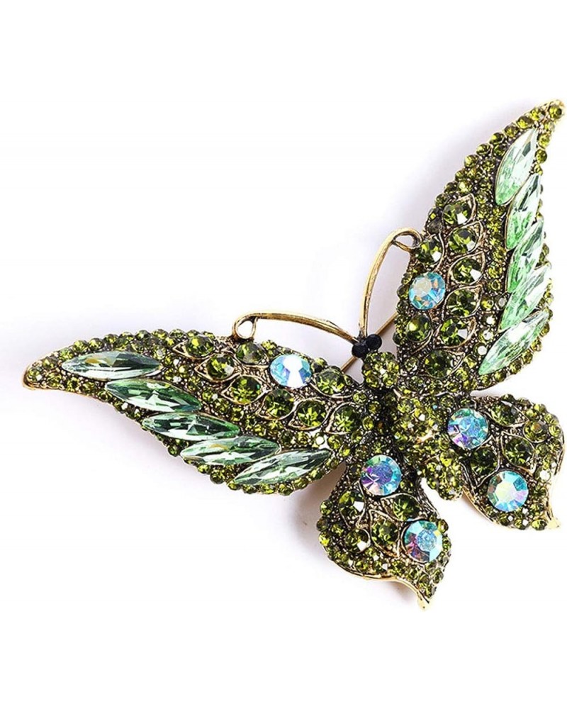 3.74 Inches Vintage Rhinestone Butterfly Brooch Pin Crystal Cute Animal Rhinestones Corsage Pin Green $10.64 Brooches & Pins