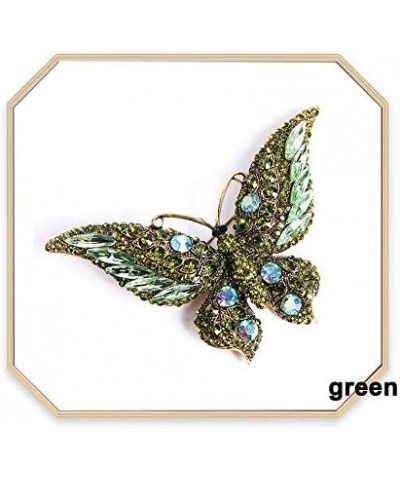 3.74 Inches Vintage Rhinestone Butterfly Brooch Pin Crystal Cute Animal Rhinestones Corsage Pin Green $10.64 Brooches & Pins