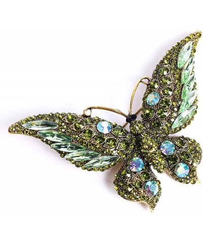 3.74 Inches Vintage Rhinestone Butterfly Brooch Pin Crystal Cute Animal Rhinestones Corsage Pin Green $10.64 Brooches & Pins