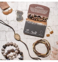 Women's Stone Wrap Bracelet & Necklace - Kambaba Jasper - Stone Tranquility $16.66 Bracelets