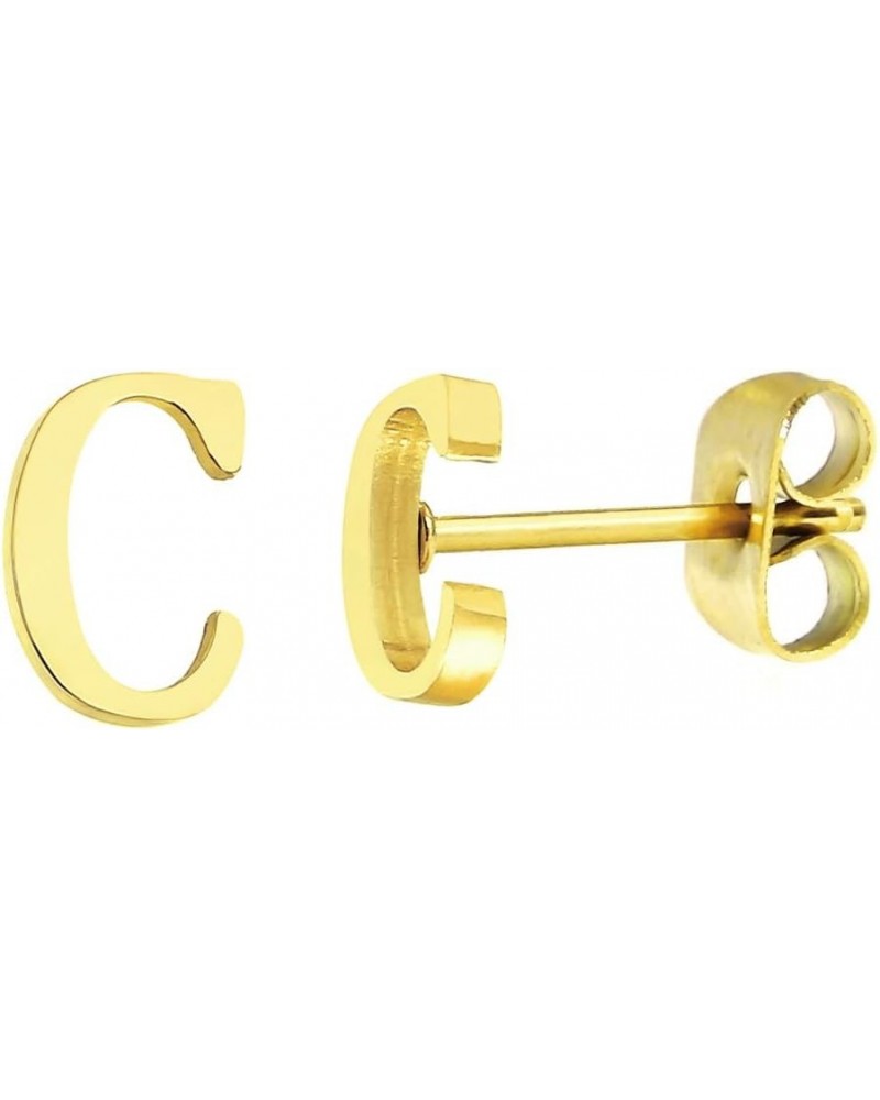 18k Silver Gold Plated Stainless-steel a Pair 26 Alphabet Letters Initials Stud Earrings For Women Gold C $8.60 Earrings