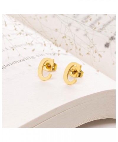 18k Silver Gold Plated Stainless-steel a Pair 26 Alphabet Letters Initials Stud Earrings For Women Gold C $8.60 Earrings