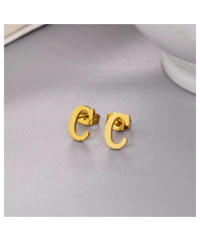 18k Silver Gold Plated Stainless-steel a Pair 26 Alphabet Letters Initials Stud Earrings For Women Gold C $8.60 Earrings