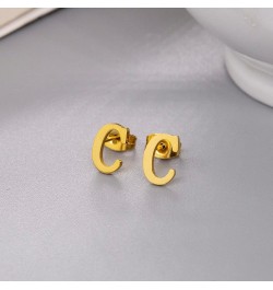 18k Silver Gold Plated Stainless-steel a Pair 26 Alphabet Letters Initials Stud Earrings For Women Gold C $8.60 Earrings