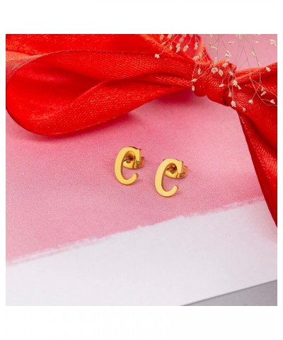 18k Silver Gold Plated Stainless-steel a Pair 26 Alphabet Letters Initials Stud Earrings For Women Gold C $8.60 Earrings