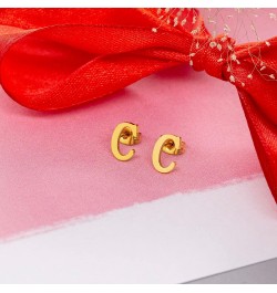 18k Silver Gold Plated Stainless-steel a Pair 26 Alphabet Letters Initials Stud Earrings For Women Gold C $8.60 Earrings