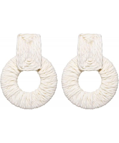 Rattan Earrings for Women Handmade Straw Raffia Woven Hoop Dangle Earrings Boho Summer Beach Accessories Gifts White $8.24 Ea...