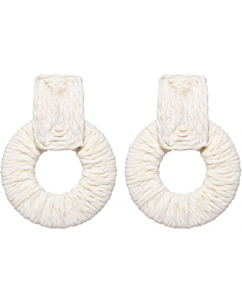 Rattan Earrings for Women Handmade Straw Raffia Woven Hoop Dangle Earrings Boho Summer Beach Accessories Gifts White $8.24 Ea...