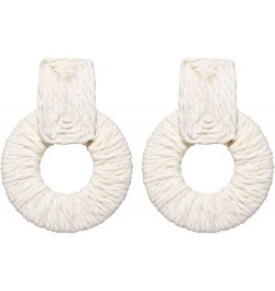 Rattan Earrings for Women Handmade Straw Raffia Woven Hoop Dangle Earrings Boho Summer Beach Accessories Gifts White $8.24 Ea...